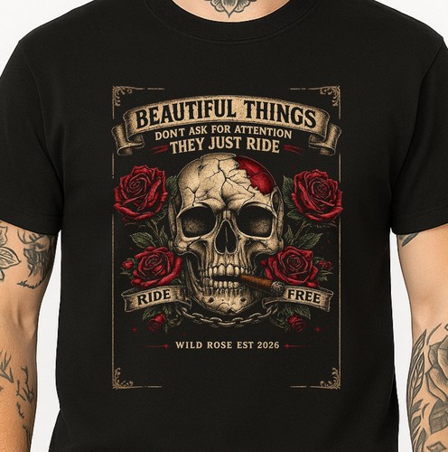 Totenkopf rosen biker shirt - totenkopf,